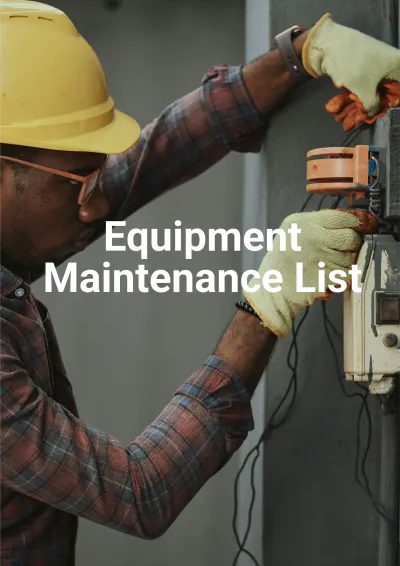 Free Equipment Maintenance List Template to Edit Online
