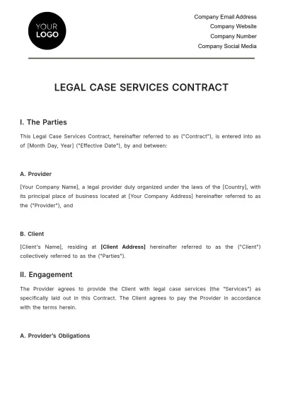 Free Legal Case Services Contract Template to Edit Online