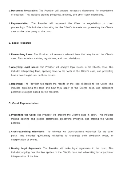 Free Legal Case Services Contract Template to Edit Online