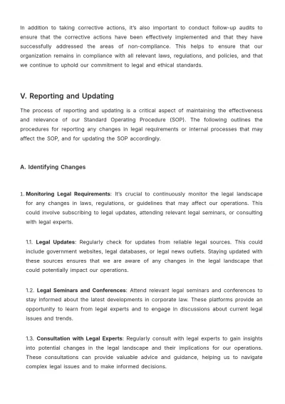Free Legal Corporate Standard Operating Procedure (SOP) Template to Edit Online