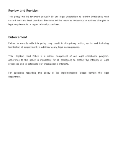 Free Legal Case Litigation Hold Policy Template to Edit Online
