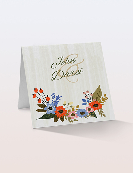 Free Small Flower Wedding Place Card Template to Edit Online
