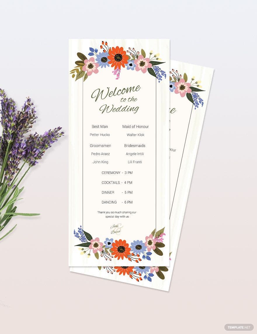 small-flower-wedding-program-card