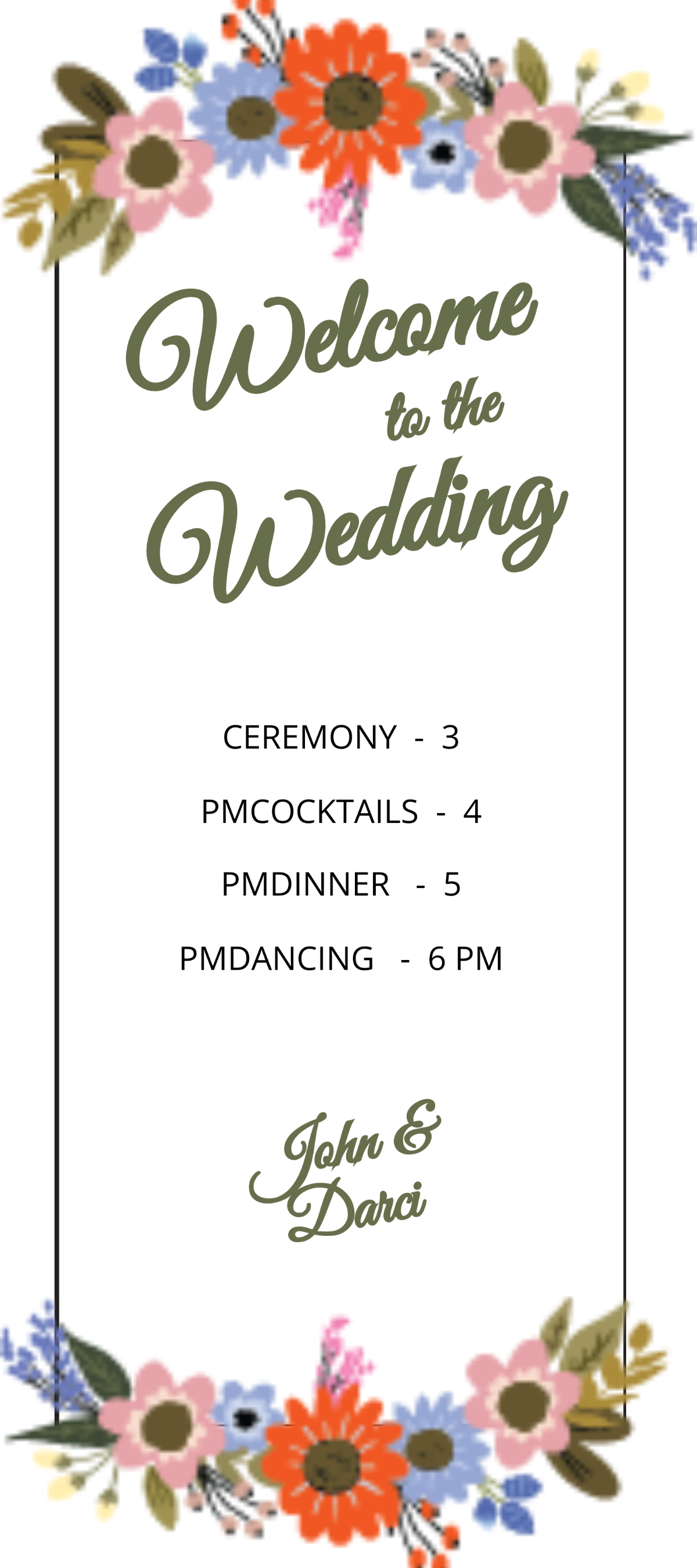 Small Flower Wedding Program Card Template