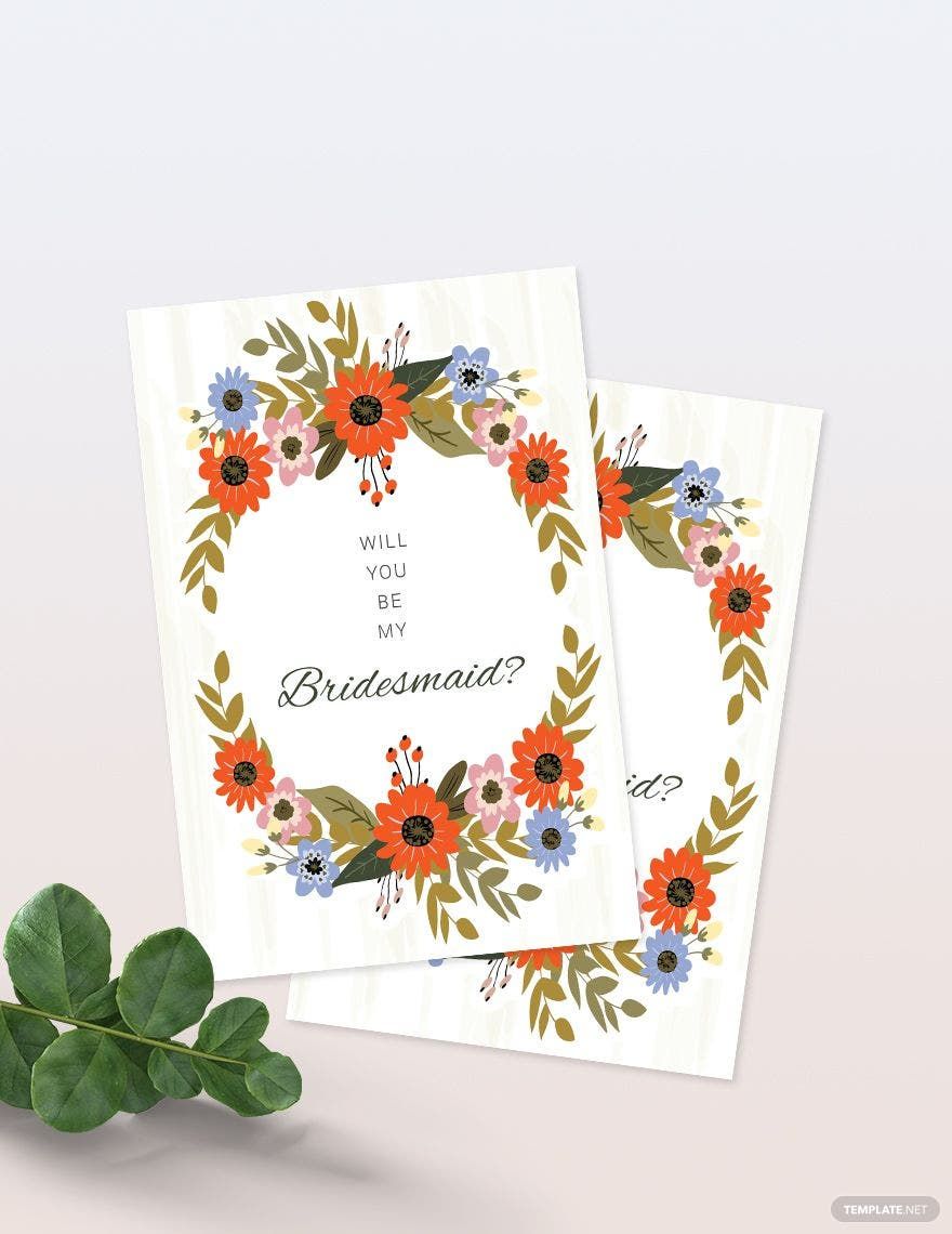 Free Small Flower Wedding Will You Be My Bridesmaid Card Template