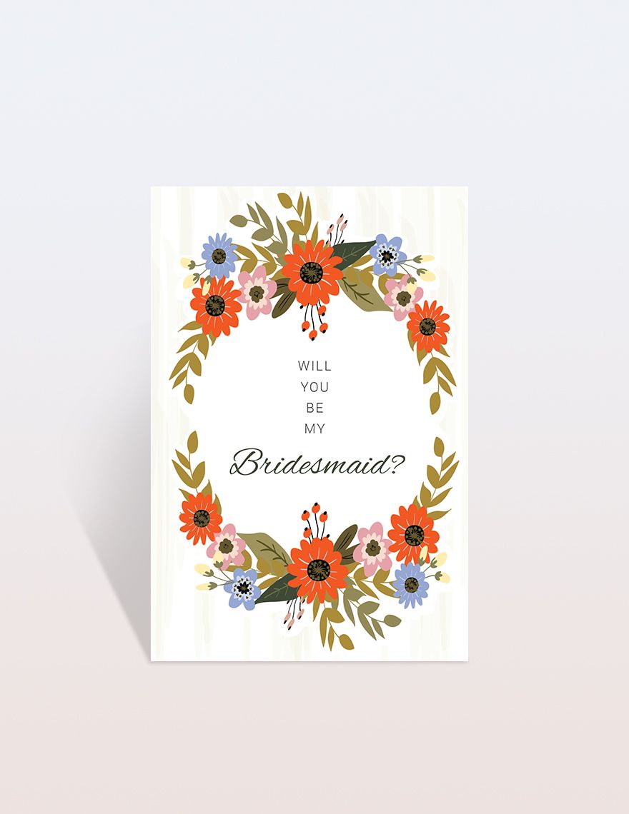 Small Flower Wedding Will You Be My Bridesmaid Card Template