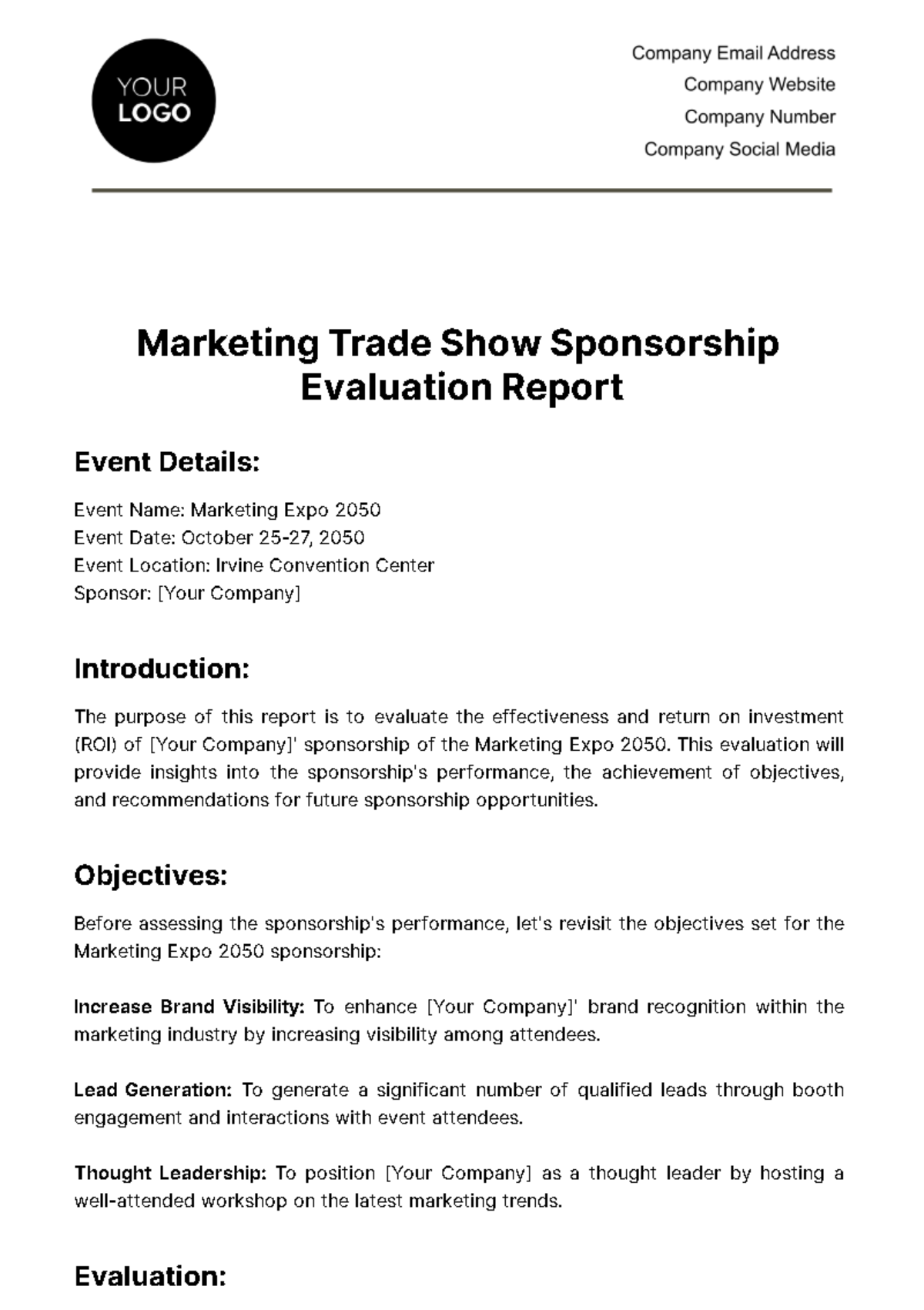 Marketing Trade Show Sponsorship Evaluation Template