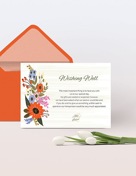 Free Small Flower Wedding Wishing Well Card Template to Edit Online