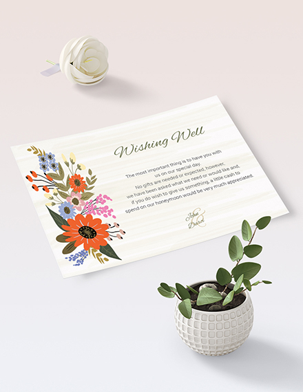 Free Small Flower Wedding Wishing Well Card Template to Edit Online