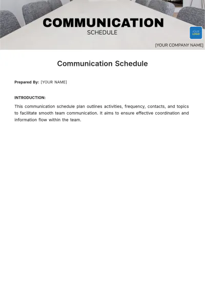 Free Communication Schedule Template to Edit Online