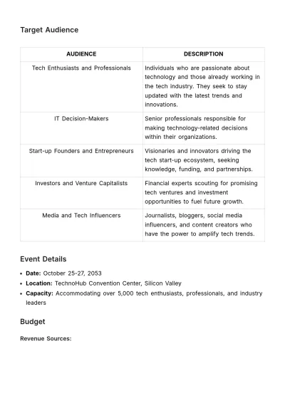Free Marketing Event Logistics Plan Template to Edit Online