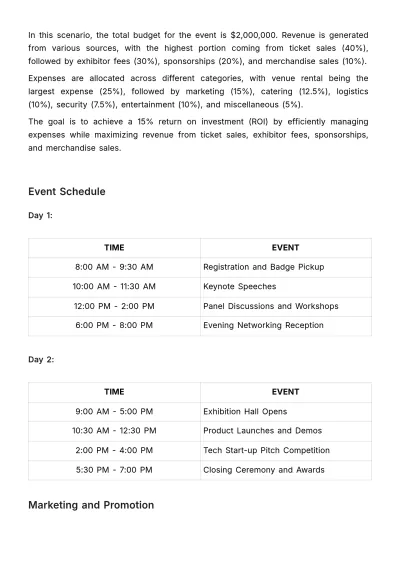 Free Marketing Event Logistics Plan Template to Edit Online