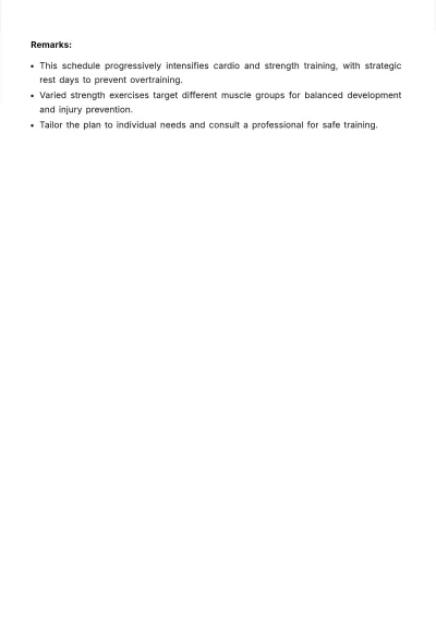 Free Monthly Workout Schedule Template to Edit Online