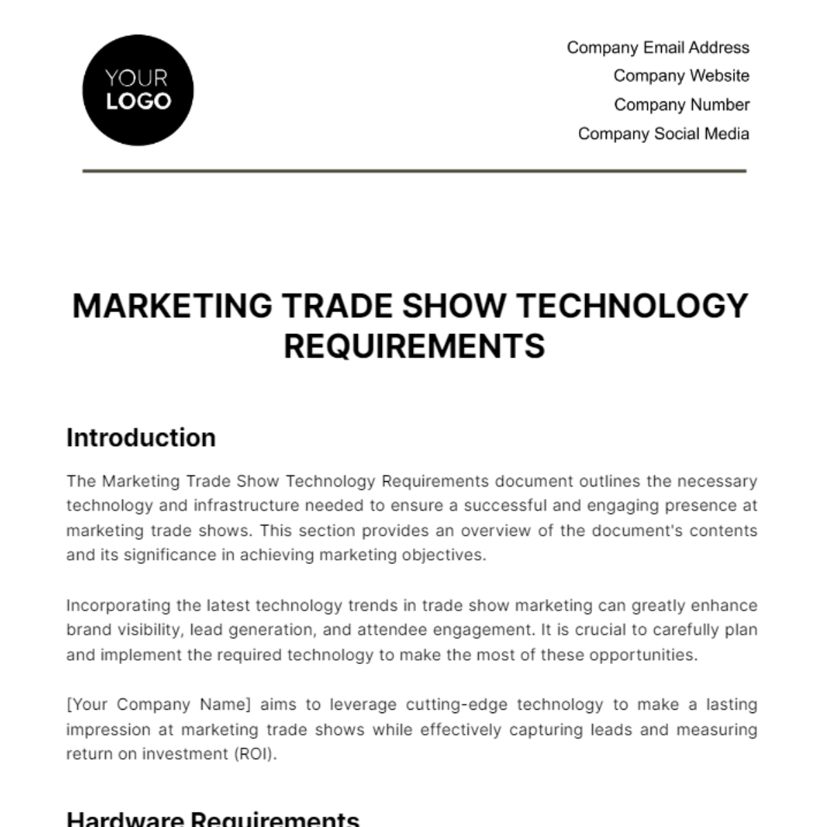 Marketing Trade Show Technology Requirements Template