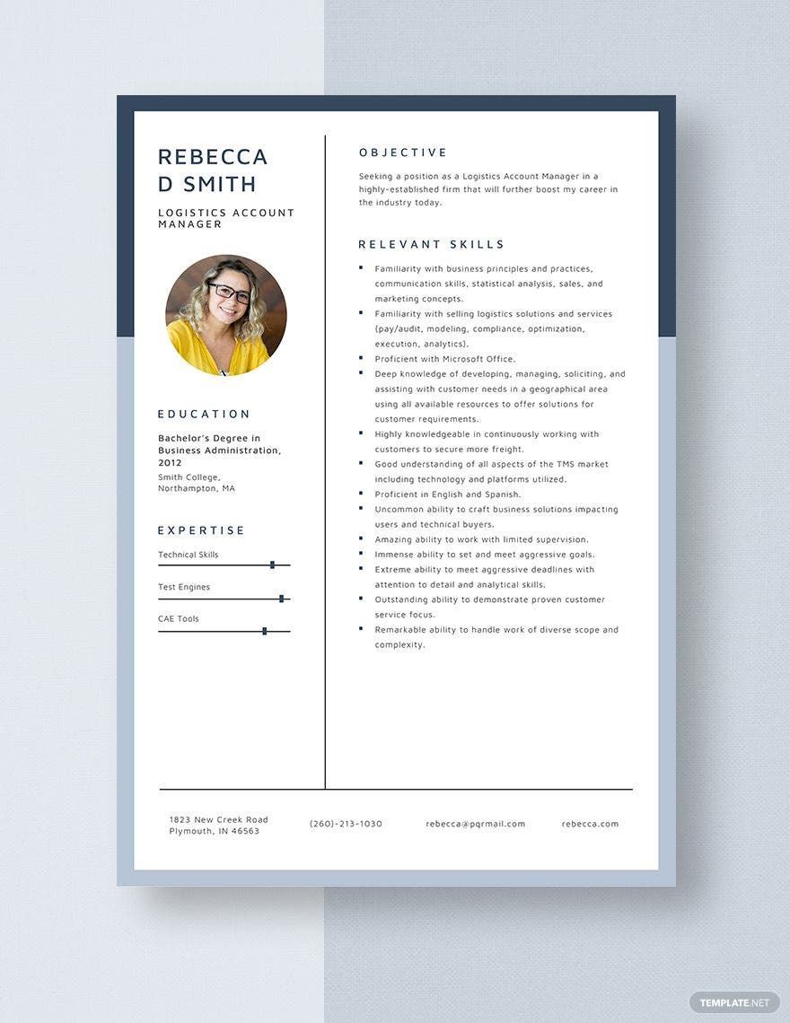 Logistics Account Manager Resume in Word, Apple Pages