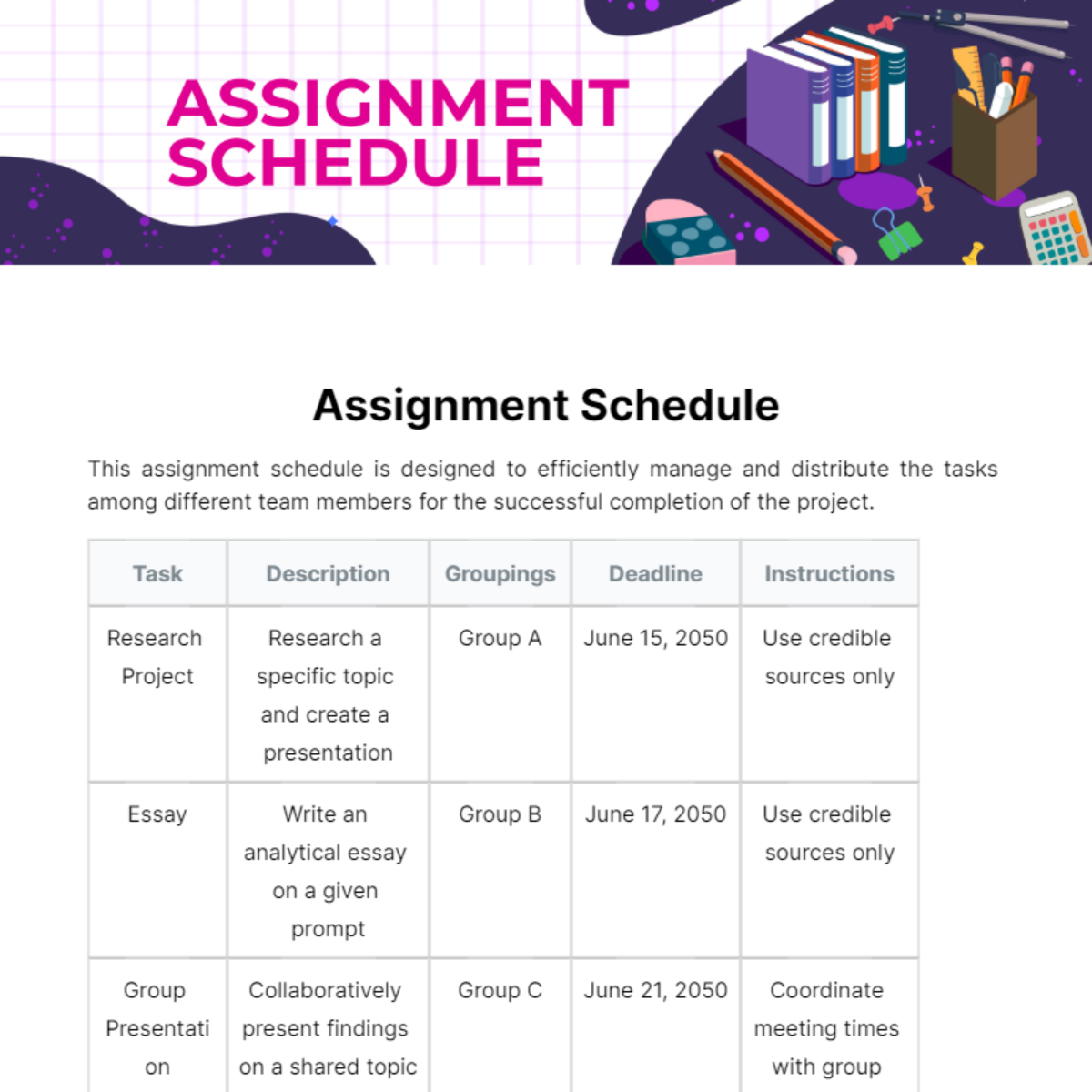 work schedule assignment administration