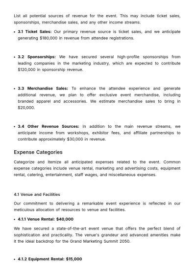 Free Marketing Event Budgeting and Finance Report Template to Edit Online