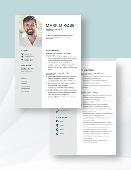Marketing Project Manager Resume Download
