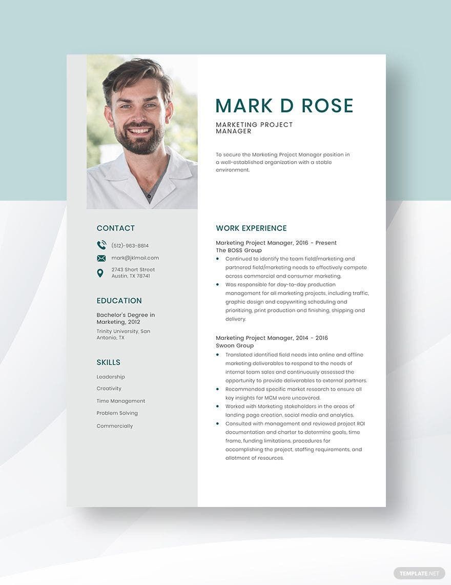 Marketing Project Manager Resume Template