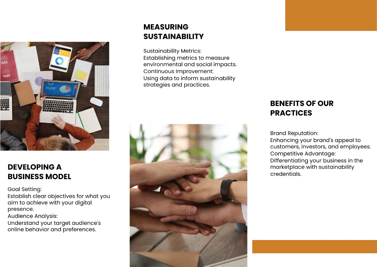 Free Sustainable Business Practices Brochure Template to Edit Online