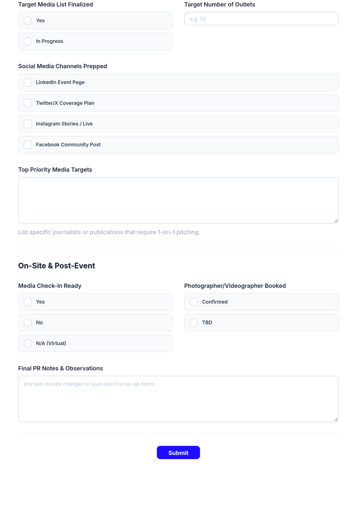 Free Marketing Event PR Checklist Template & AI Maker