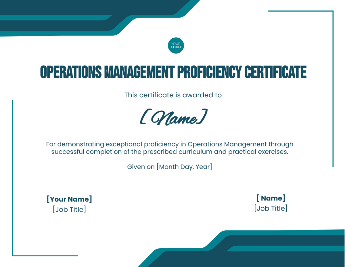 Operations Management Proficiency Certificate Template