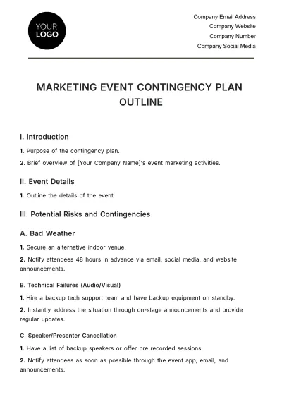 Free Marketing Event Contingency Plan Outline Template to Edit Online