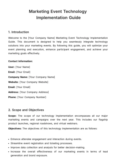 Free Marketing Event Technology Implementation Guide Template to Edit Online