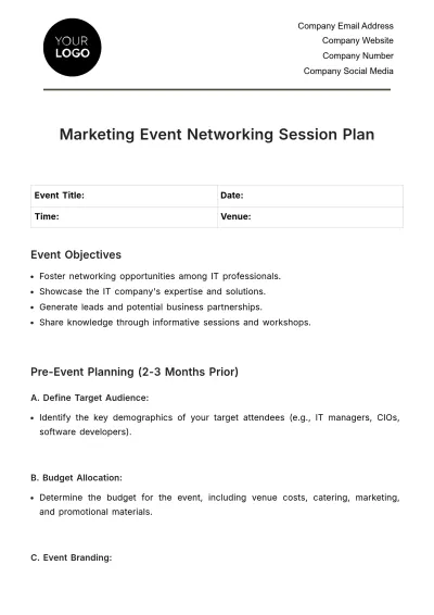 Free Marketing Event Networking Session Plan Template to Edit Online