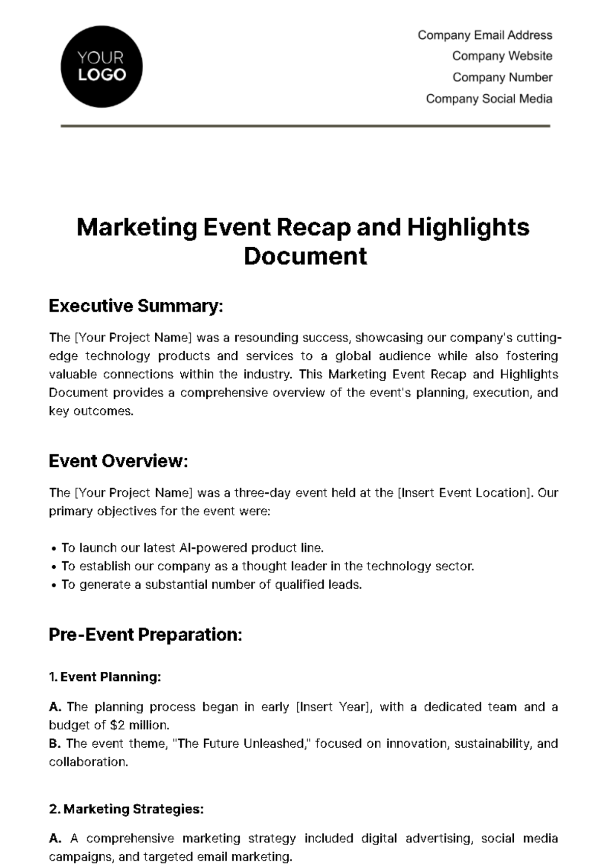 Free Marketing Event Recap and Highlights Document Template