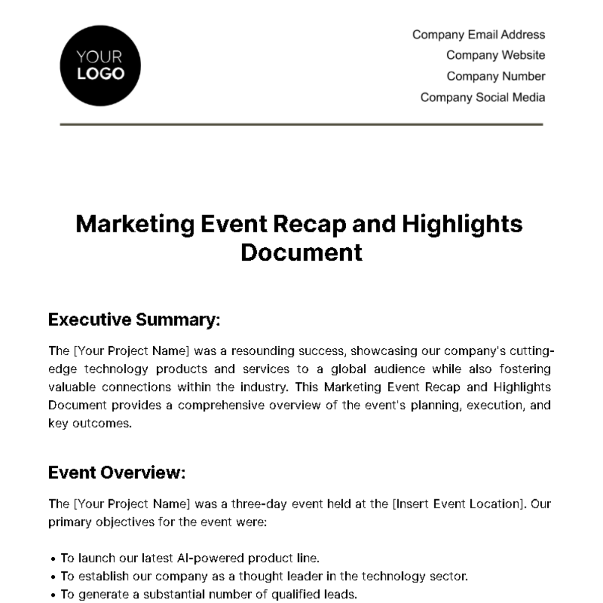 Marketing Event Recap and Highlights Document Template