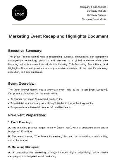 Free Marketing Event Recap and Highlights Document Template to Edit Online