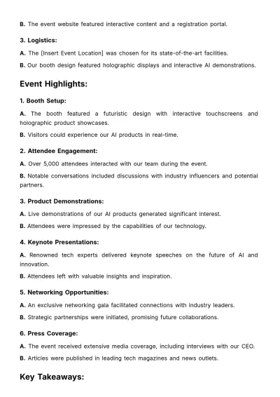 Free Marketing Event Recap and Highlights Document Template to Edit Online