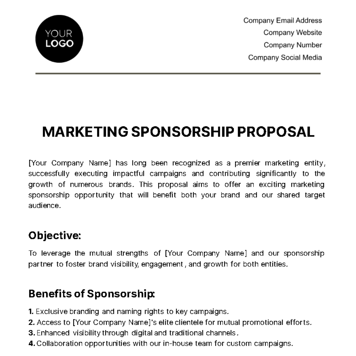 Marketing Sponsorship Proposal Template