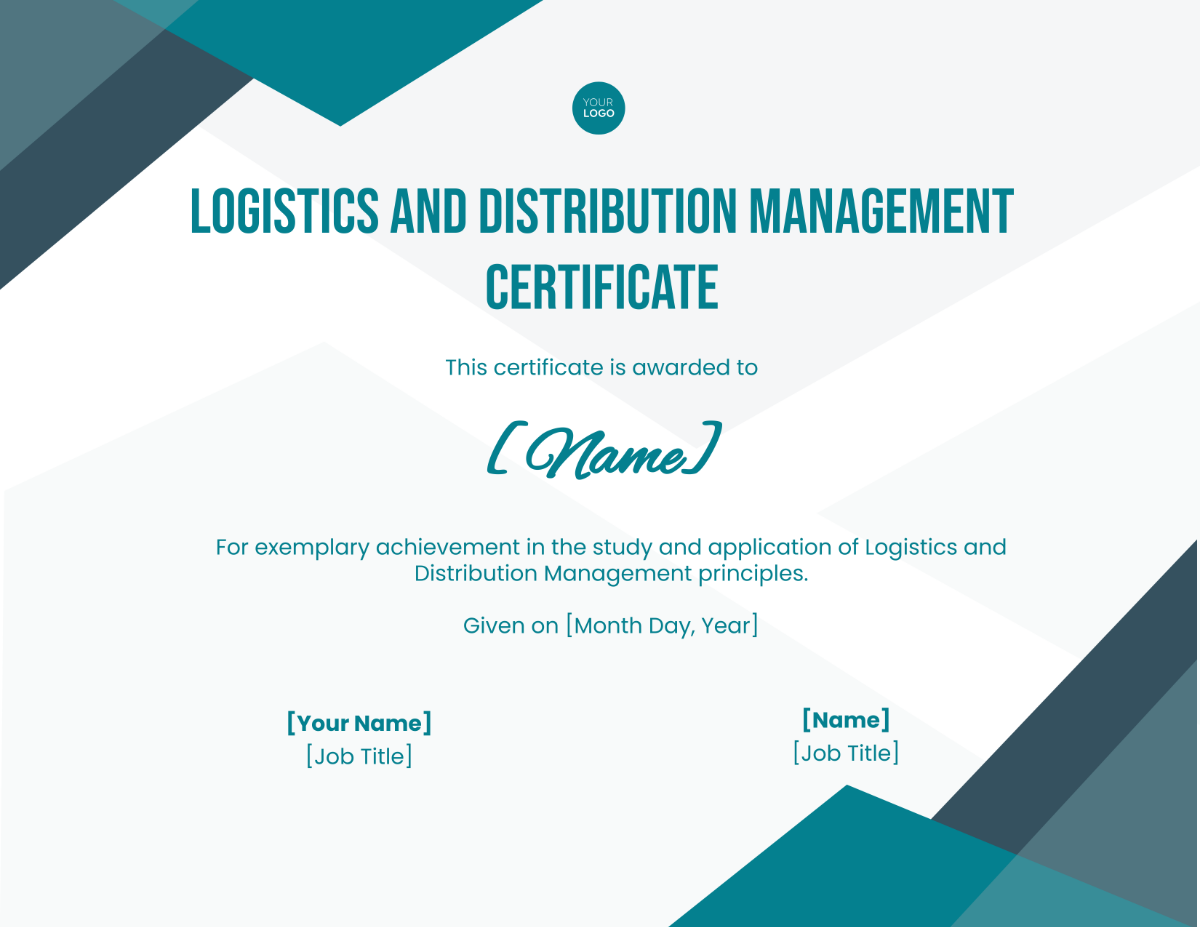 Logistics and Distribution Management Certificate Template