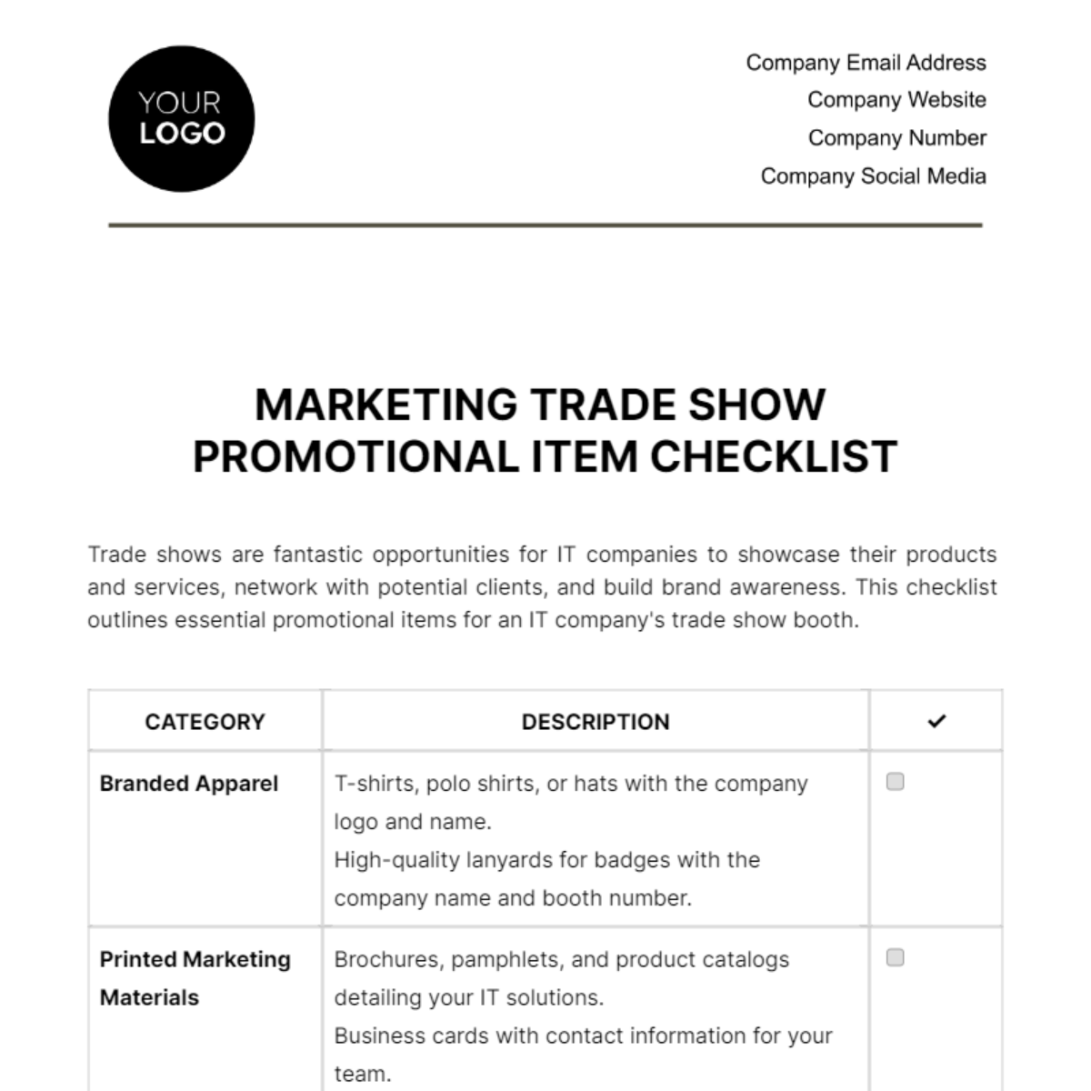 Marketing Checklist Templates Edit Online And Download