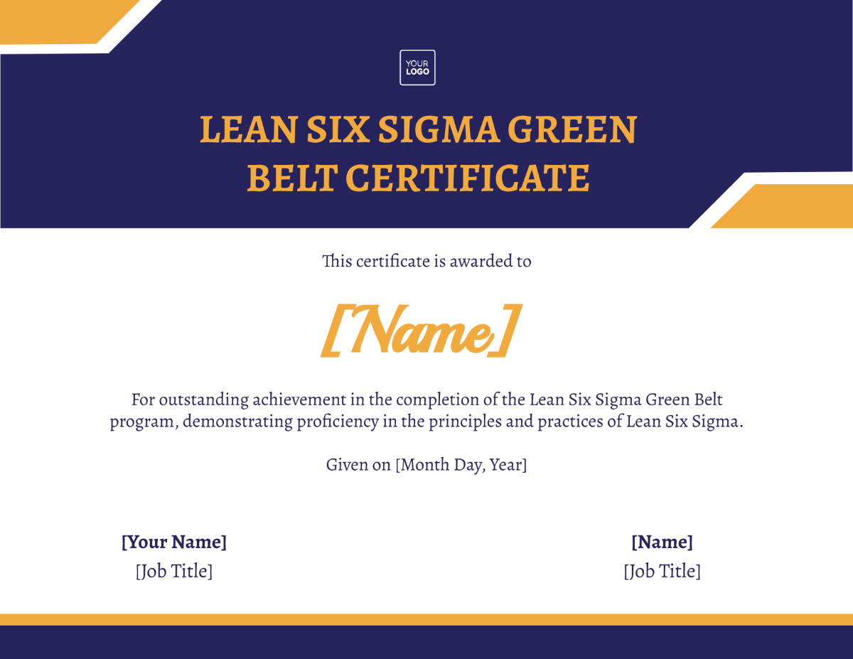 Lean Six Sigma Green Belt Certificate Template