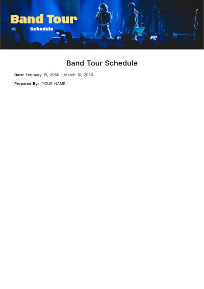 Free Band Tour Schedule Template to Edit Online