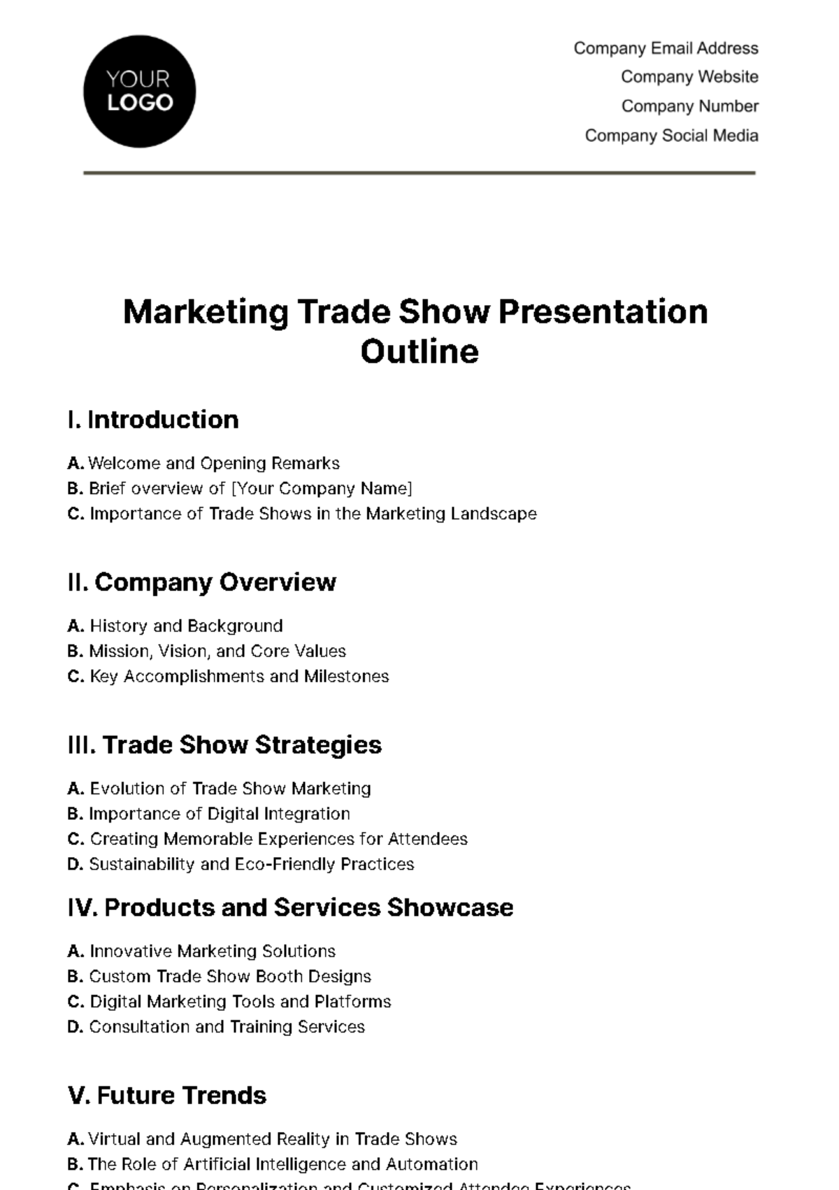 Free Marketing Trade Show Presentation Outline Template