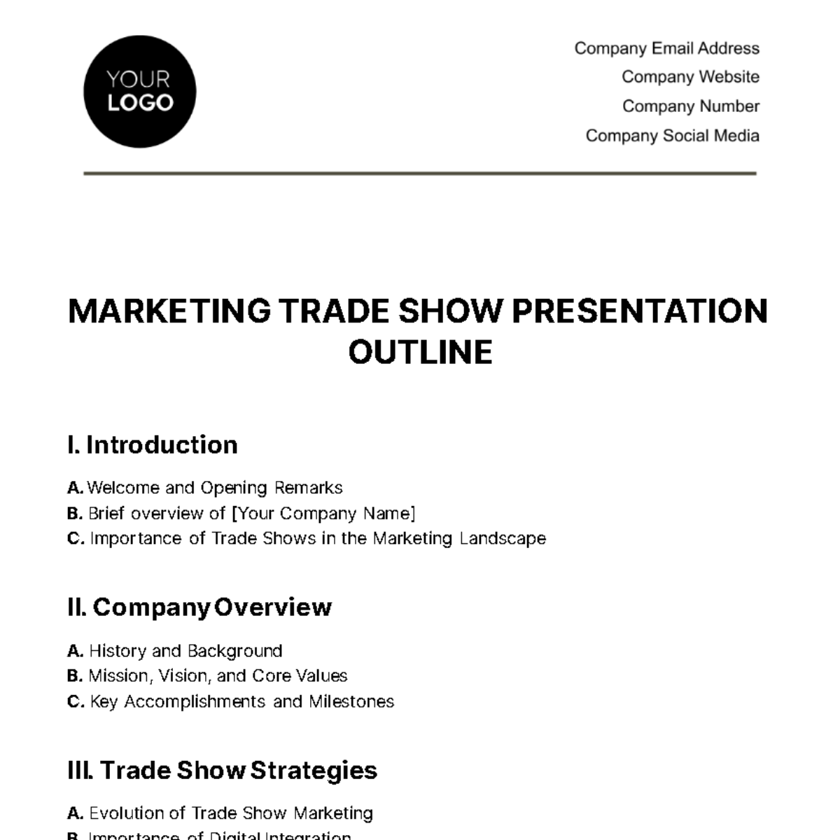 Marketing Trade Show Presentation Outline Template