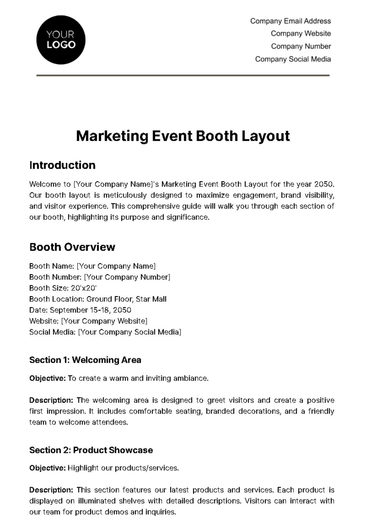 Free Marketing Event Booth Layout Template