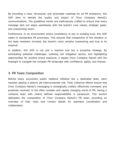 Free Marketing PR Standard Operating Procedure (SOP) Template to Edit Online