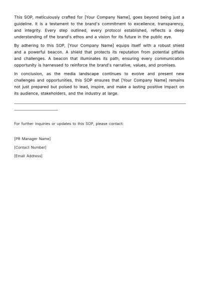 Free Marketing PR Standard Operating Procedure (SOP) Template to Edit Online