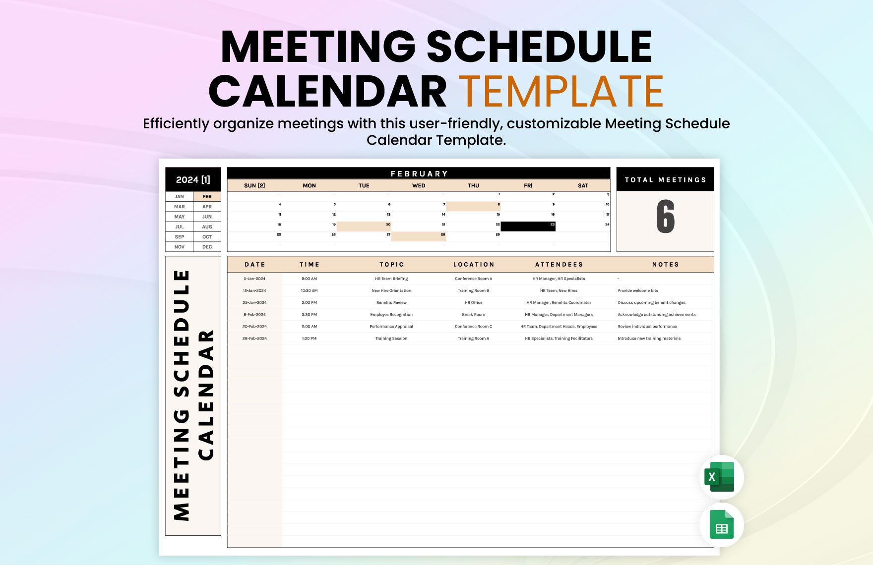 Meeting Schedule Calendar Template