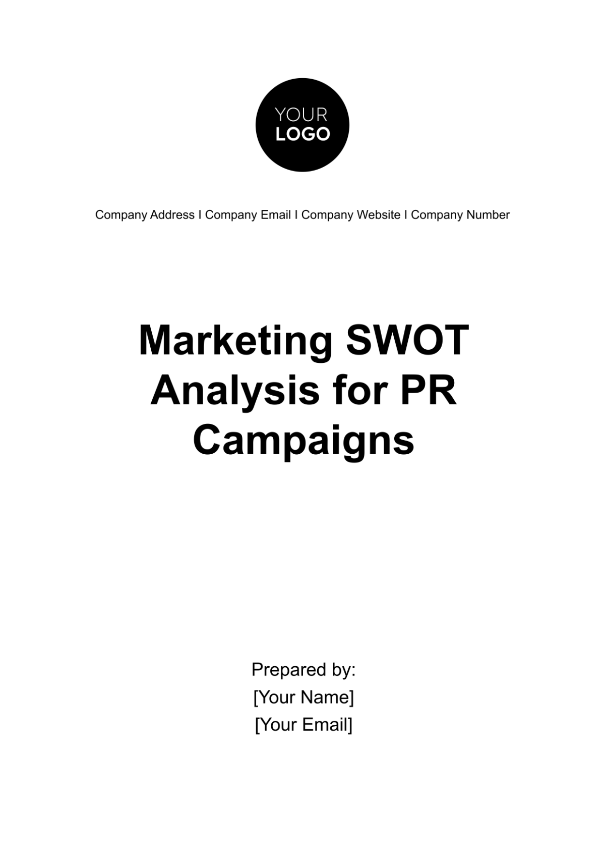 Marketing SWOT Analysis for PR Campaigns Template