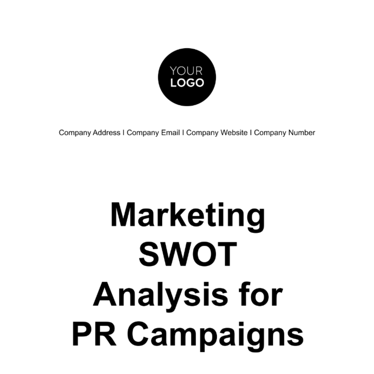 Marketing SWOT Analysis for PR Campaigns Template