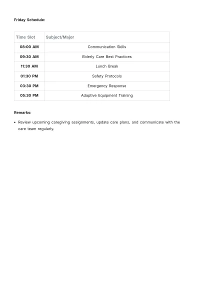 Free Caregiver Schedule Template to Edit Online