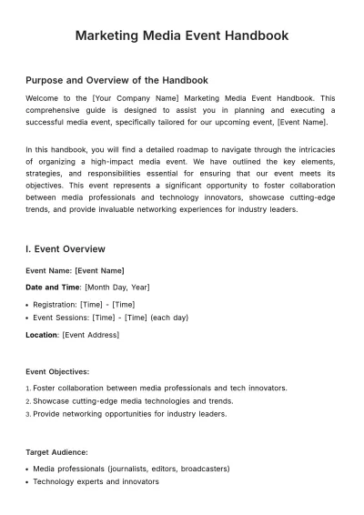 Free Marketing Media Event Handbook Template to Edit Online