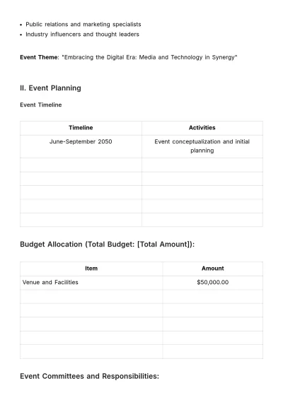 Free Marketing Media Event Handbook Template to Edit Online
