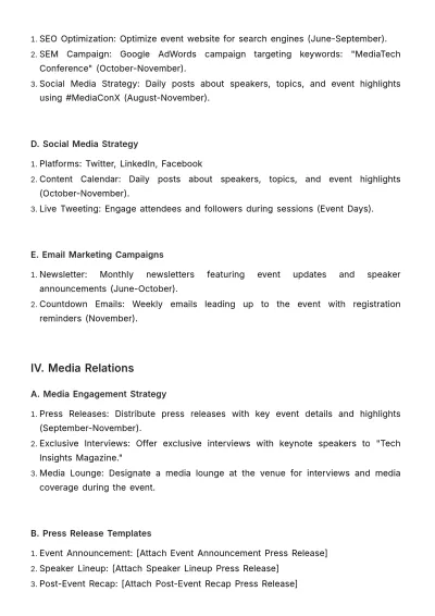 Free Marketing Media Event Handbook Template to Edit Online